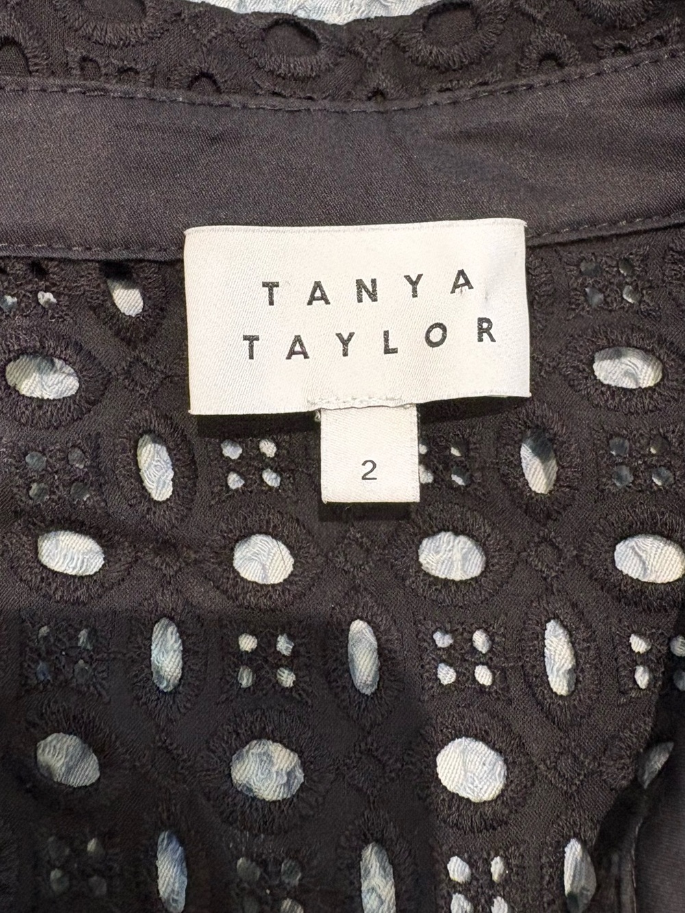 Tanya Taylor Black Eyelet Sleeveless Blouse